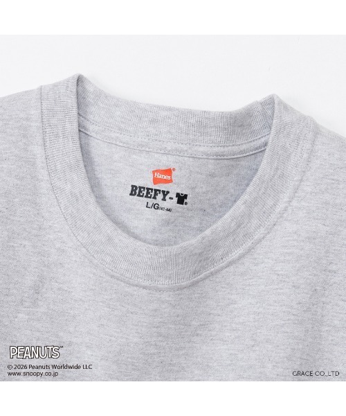 HANES(ヘインズ)の「【HANES/ヘインズ】PEANUTS×BEEFY-T 1P(Tシャツ/カットソー・メンズ・ホワイト/ネイビー/ヘザーグレー/ブラック・XL/L/M/S)」の11枚目の写真