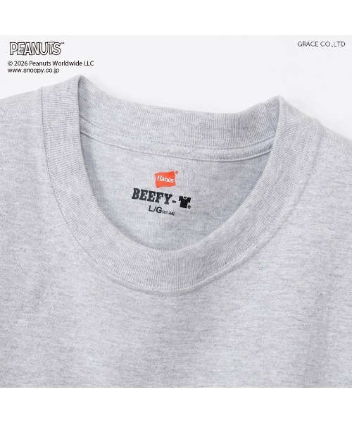 HANES(ヘインズ)の「【HANES/ヘインズ】PEANUTS×BEEFY-T 1P(Tシャツ/カットソー・メンズ・ホワイト/ネイビー/ヘザーグレー/ブラック・XL/L/M/S)」の12枚目の写真