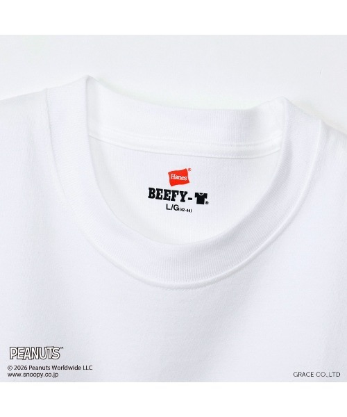 HANES(ヘインズ)の「【HANES/ヘインズ】PEANUTS×BEEFY-T 1P(Tシャツ/カットソー・メンズ・ホワイト/ネイビー/ヘザーグレー/ブラック・XL/L/M/S)」の7枚目の写真