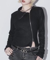 17HR | ダブルジップリブトップス(Tシャツ/カットソー)