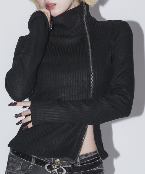 17HR（セブンティーンアワーズ）の「ダブルジップリブトップス（Tシャツ/カットソー・レディース・ブラック/ブラウン・FREE）」の14枚目の写真