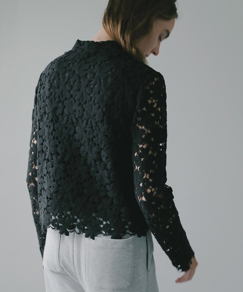 MANOF（マノフ）の「COTTON LACE SHORT SHIRT（シャツ/ブラウス・レディース・ブラック/ホワイト・M/S）」の21枚目の写真