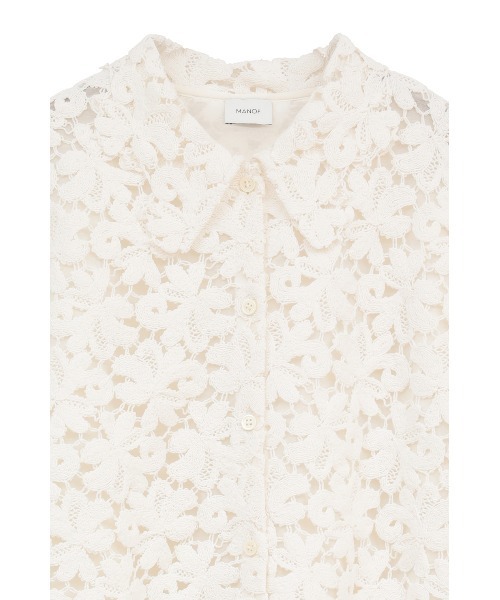 MANOF（マノフ）の「COTTON LACE SHORT SHIRT（シャツ/ブラウス・レディース・ブラック/ホワイト・M/S）」の13枚目の写真