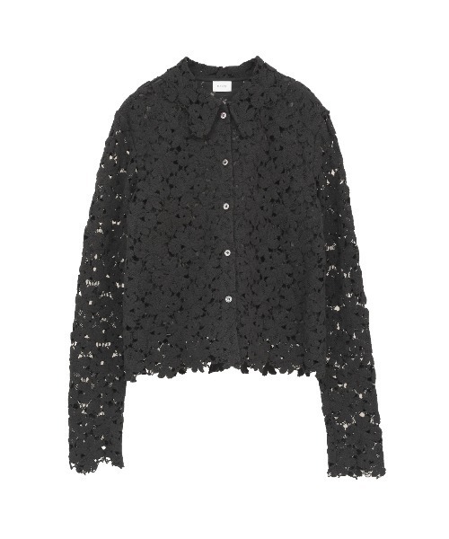 MANOF（マノフ）の「COTTON LACE SHORT SHIRT（シャツ/ブラウス・レディース・ブラック/ホワイト・M/S）」の6枚目の写真