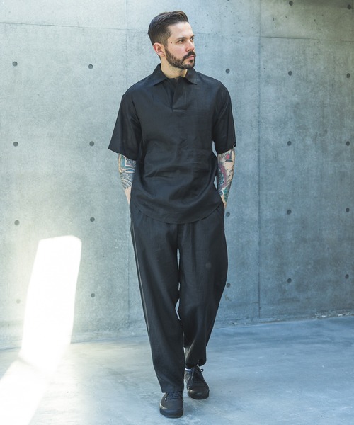 MR.OLIVE(ミスターオリーブ)の「SOFT FINISH LINEN / SHORT/S PULLOVER SHIRT /M261128(シャツ/ブラウス・メンズ・ナチュラル/ブラック・SMALL/MEDIUM/LARGE)」の5枚目の写真