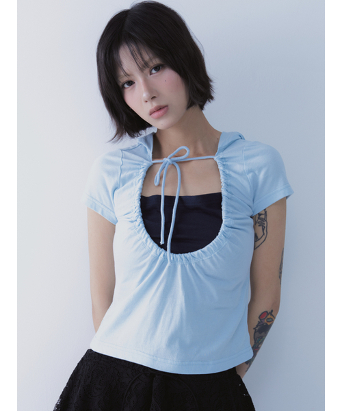 SETSETSET(セットセットセット)の「ルナ ベール フーディー Tシャツ ブルー(Tシャツ/カットソー・レディース・その他・ONE SIZE)」の1枚目の写真