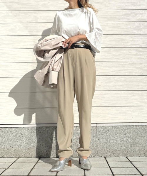 Q（キュー）の「シルケットプルオーパー（Tシャツ/カットソー・レディース・ホワイト/アッシュブラウン/イエロー・MEDIUM）」の18枚目の写真