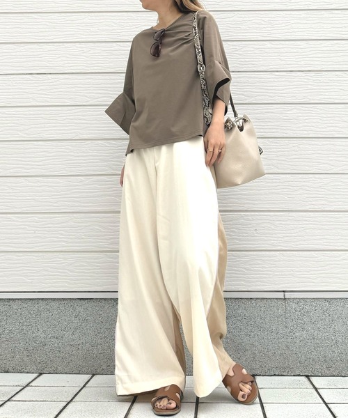 Q（キュー）の「シルケットプルオーパー（Tシャツ/カットソー・レディース・ホワイト/アッシュブラウン/イエロー・MEDIUM）」の15枚目の写真