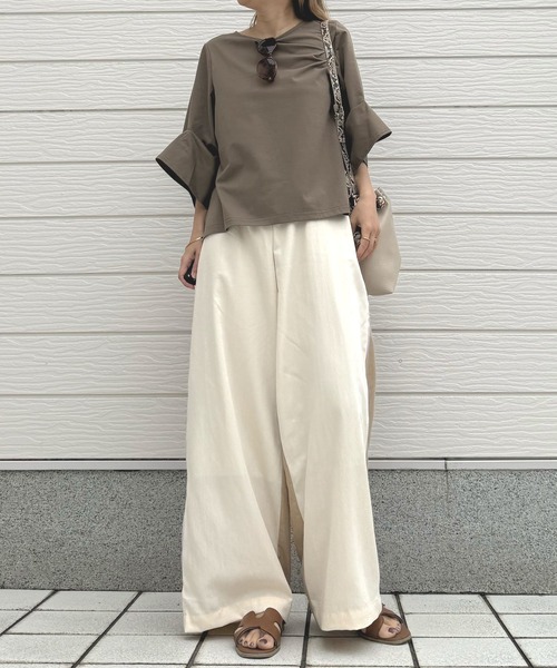 Q（キュー）の「シルケットプルオーパー（Tシャツ/カットソー・レディース・ホワイト/アッシュブラウン/イエロー・MEDIUM）」の16枚目の写真