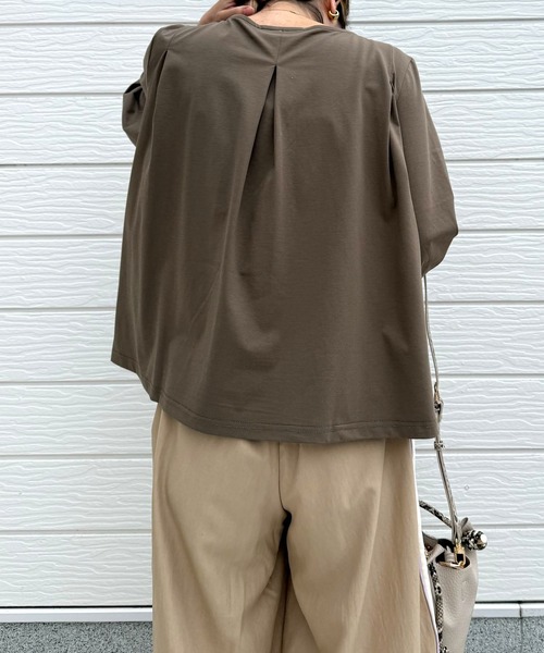 Q（キュー）の「シルケットプルオーパー（Tシャツ/カットソー・レディース・ホワイト/アッシュブラウン/イエロー・MEDIUM）」の5枚目の写真