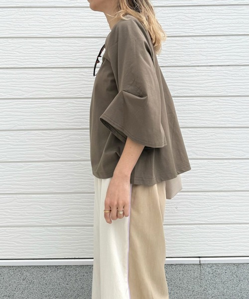 Q（キュー）の「シルケットプルオーパー（Tシャツ/カットソー・レディース・ホワイト/アッシュブラウン/イエロー・MEDIUM）」の6枚目の写真