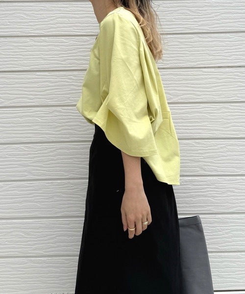 Q（キュー）の「シルケットプルオーパー（Tシャツ/カットソー・レディース・ホワイト/アッシュブラウン/イエロー・MEDIUM）」の20枚目の写真