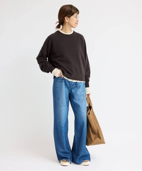 IENA（イエナ）の「《追加3》Flowerストレッチレースプルオーバー（Tシャツ/カットソー・レディース・ブラック/アイボリー・FREE）」の7枚目の写真