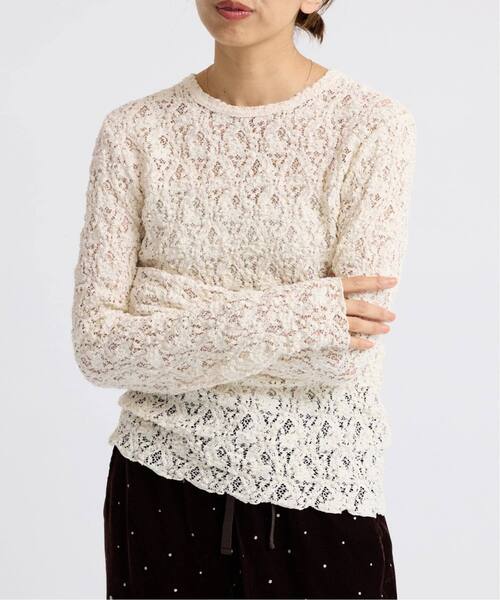 IENA（イエナ）の「《追加3》Flowerストレッチレースプルオーバー（Tシャツ/カットソー・レディース・ブラック/アイボリー・FREE）」の11枚目の写真