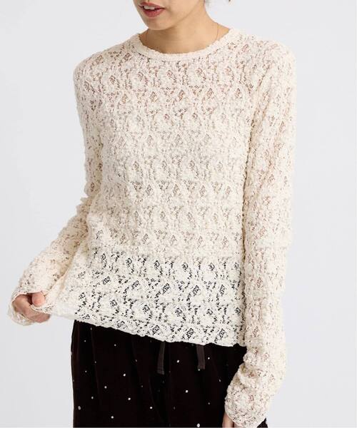 IENA（イエナ）の「《追加3》Flowerストレッチレースプルオーバー（Tシャツ/カットソー・レディース・ブラック/アイボリー・FREE）」の12枚目の写真