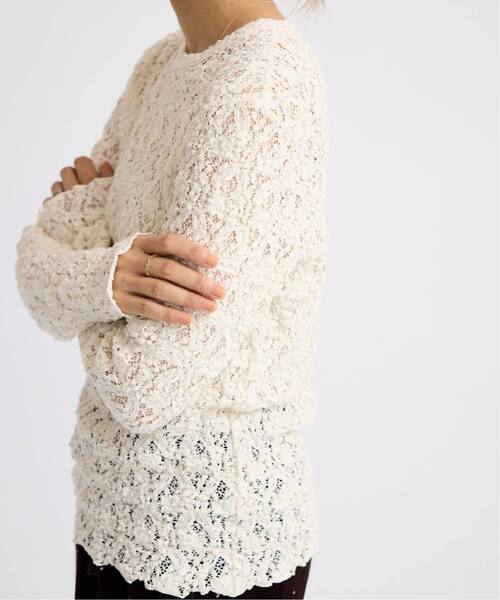 IENA（イエナ）の「《追加3》Flowerストレッチレースプルオーバー（Tシャツ/カットソー・レディース・ブラック/アイボリー・FREE）」の14枚目の写真