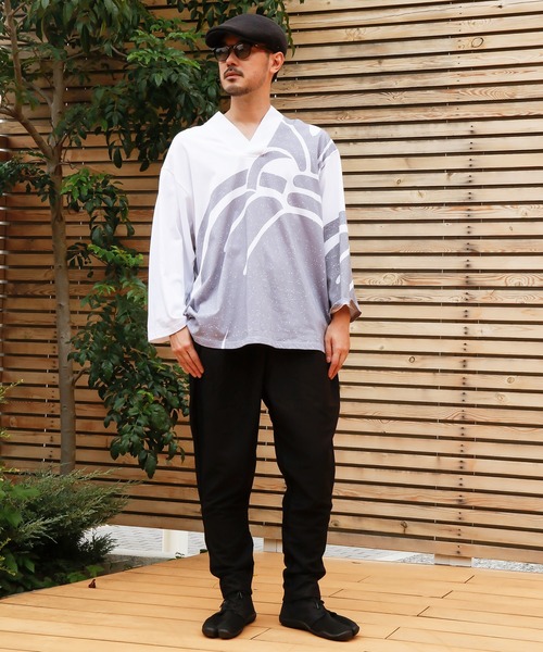 カヤ（カヤ）の「【カヤ】福寄せメンズトップス（Tシャツ/カットソー・メンズ・ブラック/グレー/ホワイト×グレー・FREE）」の6枚目の写真