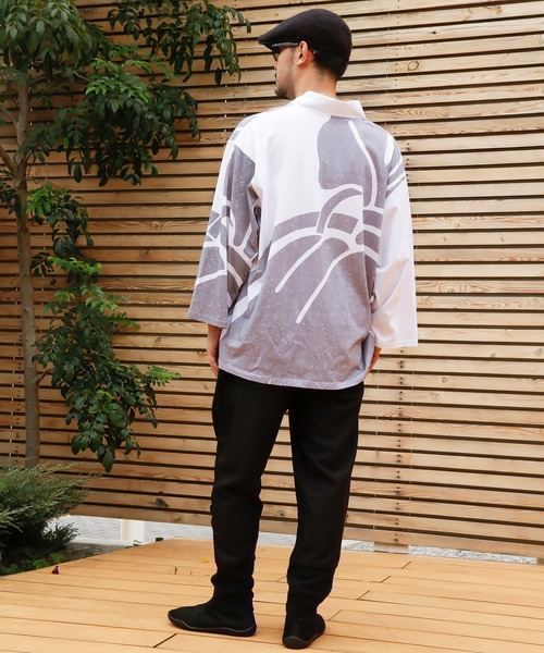 カヤ（カヤ）の「【カヤ】福寄せメンズトップス（Tシャツ/カットソー・メンズ・ブラック/グレー/ホワイト×グレー・FREE）」の8枚目の写真