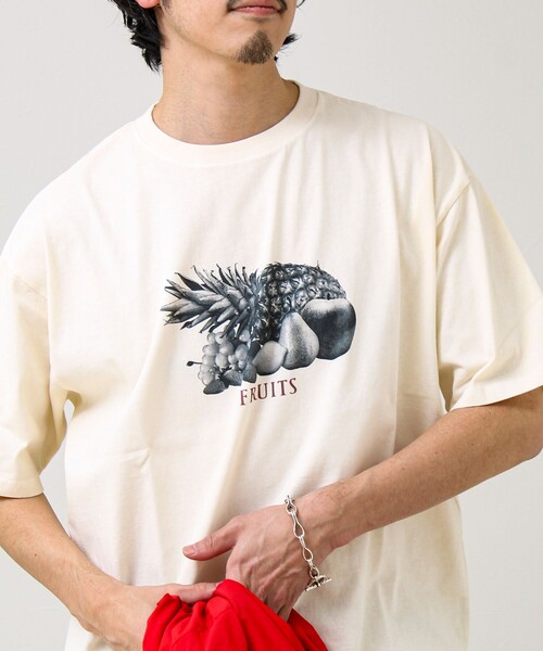 GLOSTER(グロスター)の「【モノトーン果実図鑑】フルーツプリントTシャツ(Tシャツ/カットソー・メンズ・ホワイト系その他4/ホワイト系その他2/ホワイト系その他3/ホワイト系その他・L/M/S)」の6枚目の写真