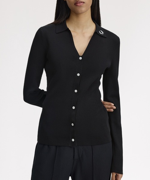 FRED PERRY（フレッドペリー）の「Ribbed Knitted Shirt／リブニットシャツ（ニット/セーター・レディース・ブラック・10）」の11枚目の写真