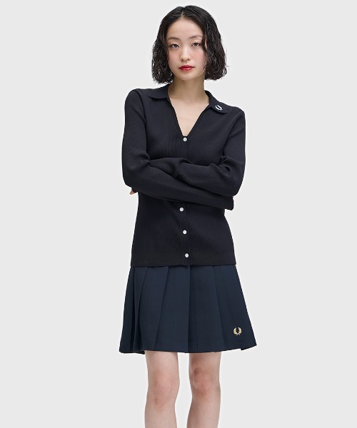 FRED PERRY（フレッドペリー）の「Ribbed Knitted Shirt／リブニットシャツ（ニット/セーター・レディース・ブラック・10）」の12枚目の写真