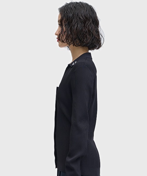 FRED PERRY（フレッドペリー）の「Ribbed Knitted Shirt／リブニットシャツ（ニット/セーター・レディース・ブラック・10）」の10枚目の写真