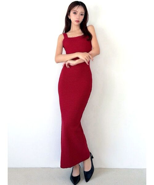 RESEXXY（リゼクシー）の「オープンワークコンビニットワンピース（ワンピース・レディース・アイボリー/ブラック/ブルー/レッド・FREE）」の11枚目の写真