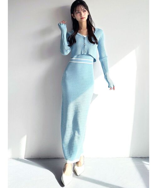 RESEXXY（リゼクシー）の「オープンワークコンビニットワンピース（ワンピース・レディース・アイボリー/ブラック/ブルー/レッド・FREE）」の12枚目の写真