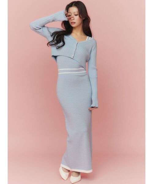 RESEXXY（リゼクシー）の「オープンワークコンビニットワンピース（ワンピース・レディース・アイボリー/ブラック/ブルー/レッド・FREE）」の22枚目の写真