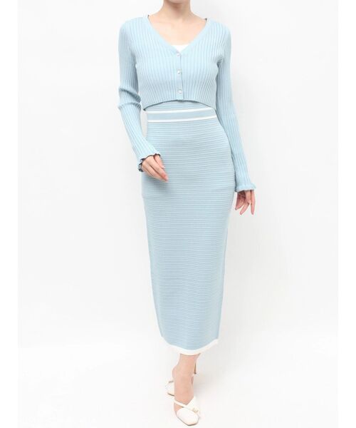 RESEXXY（リゼクシー）の「オープンワークコンビニットワンピース（ワンピース・レディース・アイボリー/ブラック/ブルー/レッド・FREE）」の5枚目の写真