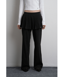 BANDING PLEATED SKIRT PANTS BLACK
