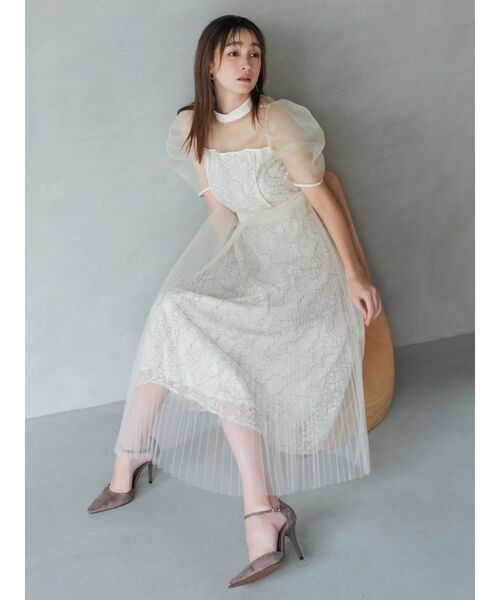 dazzlin（ダズリン）の「【藤井サチコラボ】チュールレイヤードレースドレス（ドレス・レディース・アイボリー/ブラック/ブルー・SMALL/MEDIUM）」の9枚目の写真