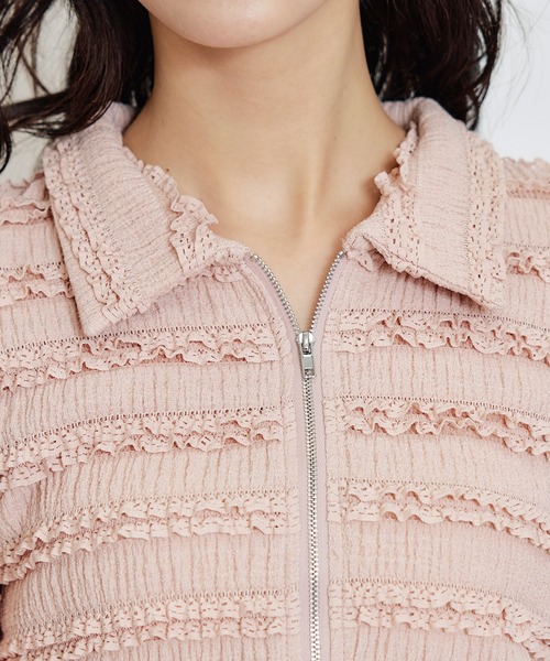 REDYAZEL(レディアゼル)の「ミニフリルZIPブラウス×ミニフリルフレアロングスカートセットアップ(セットアップ・レディース・ブラック/オフホワイト/ピンク・FREE)」の12枚目の写真