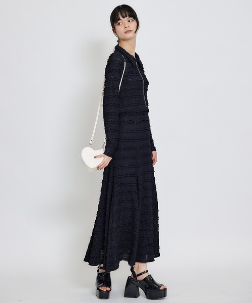 REDYAZEL(レディアゼル)の「ミニフリルZIPブラウス×ミニフリルフレアロングスカートセットアップ(セットアップ・レディース・ブラック/オフホワイト/ピンク・FREE)」の18枚目の写真