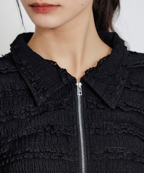 REDYAZEL(レディアゼル)の「ミニフリルZIPブラウス×ミニフリルフレアロングスカートセットアップ(セットアップ・レディース・ブラック/オフホワイト/ピンク・FREE)」の22枚目の写真