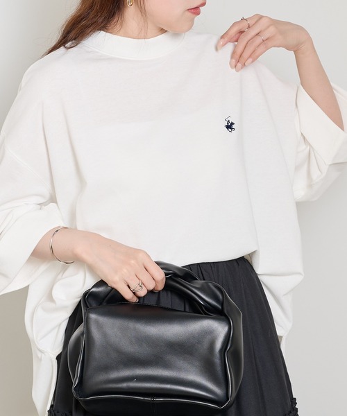 BEVERLY HILLS POLO CLUB(ビバリーヒルズポロクラブ)の「【BEVERLY HILLS POLO CLUB】ロールアップワイドTシャツ ワンポイントロゴ 裏毛 6282-7602 MNY(Tシャツ/カットソー・レディース・ミント/オフホワイト/ブラック・L/M)」の6枚目の写真