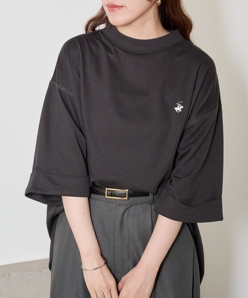 BEVERLY HILLS POLO CLUB(ビバリーヒルズポロクラブ)の「【BEVERLY HILLS POLO CLUB】ロールアップワイドTシャツ ワンポイントロゴ 裏毛 6282-7602 MNY(Tシャツ/カットソー・レディース・ミント/オフホワイト/ブラック・L/M)」の10枚目の写真
