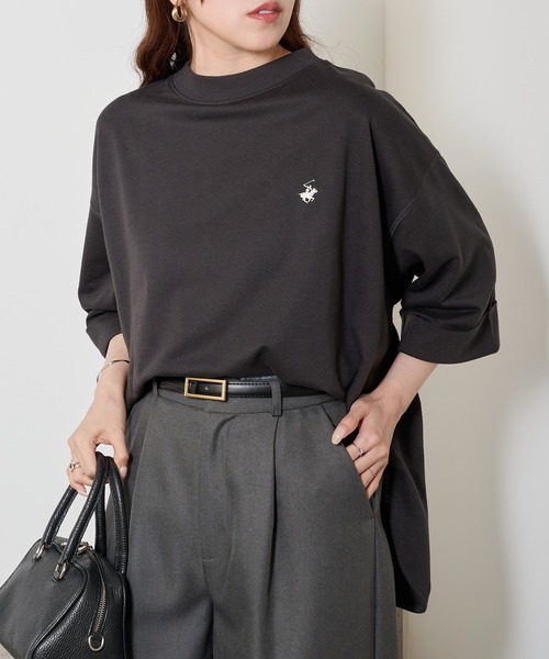 BEVERLY HILLS POLO CLUB(ビバリーヒルズポロクラブ)の「【BEVERLY HILLS POLO CLUB】ロールアップワイドTシャツ ワンポイントロゴ 裏毛 6282-7602 MNY(Tシャツ/カットソー・レディース・ミント/オフホワイト/ブラック・L/M)」の11枚目の写真