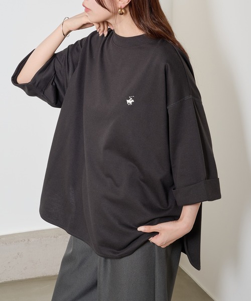 BEVERLY HILLS POLO CLUB(ビバリーヒルズポロクラブ)の「【BEVERLY HILLS POLO CLUB】ロールアップワイドTシャツ ワンポイントロゴ 裏毛 6282-7602 MNY(Tシャツ/カットソー・レディース・ミント/オフホワイト/ブラック・L/M)」の14枚目の写真