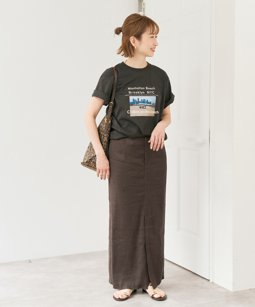 Spick & Span(スピックアンドスパン)の「リネンストレッチIラインスカート(スカート・レディース・ブラウン/ベージュ・38/36)」の21枚目の写真