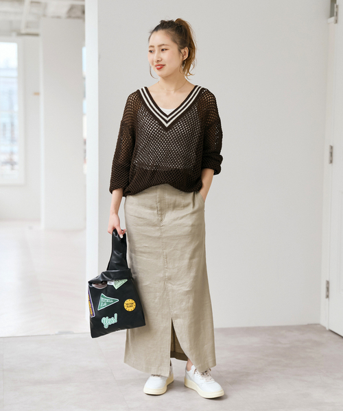 Spick & Span(スピックアンドスパン)の「リネンストレッチIラインスカート(スカート・レディース・ブラウン/ベージュ・38/36)」の22枚目の写真