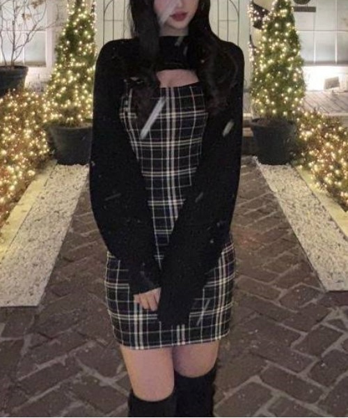 gossip!ロサンゼルス(ゴシップロサンゼルス)の「Y2K チェックアンサンブルワンピース(ワンピース・レディース・チェック・M)」の3枚目の写真