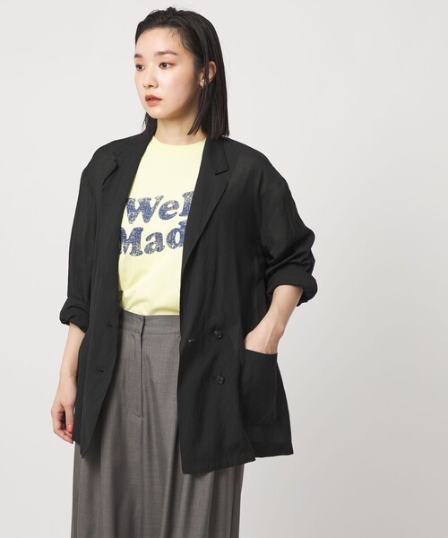 CITEN(シテン)の「<CITEN>シアーシャツジャケット(テーラードジャケット・レディース・ダークブラウン/ブラック・M/S)」の2枚目の写真