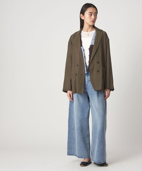 CITEN(シテン)の「<CITEN>シアーシャツジャケット(テーラードジャケット・レディース・ダークブラウン/ブラック・M/S)」の4枚目の写真