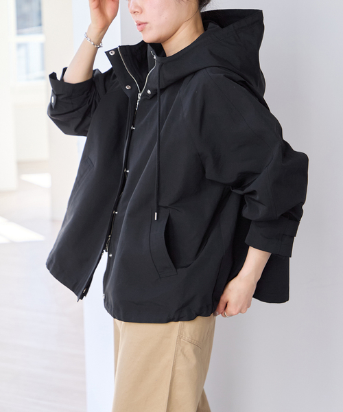 U by SPICK&SPAN（ユーバイスピックアンドスパン）の「コットン/ナイロングログランフレアブルゾン（マウンテンパーカー・レディース・モカ/ベージュ/ブラック・36/38）」の20枚目の写真