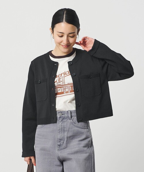 BEAUTY&YOUTH UNITED ARROWS(ビューティーアンドユースユナイテッドアローズ)の「ポケット コンパクト カーディガン ウォッシャブル(カーディガン/ボレロ・レディース・ライトブルー/ベージュ/ダークグレー・FREE)」の2枚目の写真