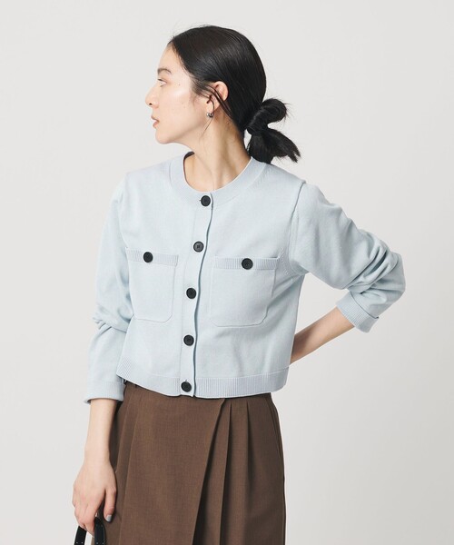 BEAUTY&YOUTH UNITED ARROWS(ビューティーアンドユースユナイテッドアローズ)の「ポケット コンパクト カーディガン ウォッシャブル(カーディガン/ボレロ・レディース・ライトブルー/ベージュ/ダークグレー・FREE)」の5枚目の写真