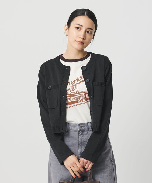 BEAUTY&YOUTH UNITED ARROWS(ビューティーアンドユースユナイテッドアローズ)の「ポケット コンパクト カーディガン ウォッシャブル(カーディガン/ボレロ・レディース・ライトブルー/ベージュ/ダークグレー・FREE)」の8枚目の写真