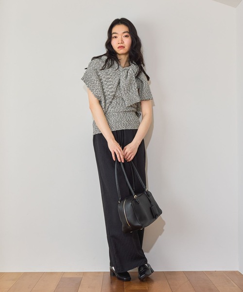 mysty woman（ミスティウーマン）の「襟付きスラブカーデタンクSET　659868（カーディガン/ボレロ・レディース・アイボリー/ブラック/イエロー・FREE）」の5枚目の写真