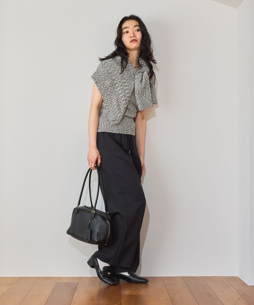 mysty woman（ミスティウーマン）の「襟付きスラブカーデタンクSET　659868（カーディガン/ボレロ・レディース・アイボリー/ブラック/イエロー・FREE）」の6枚目の写真